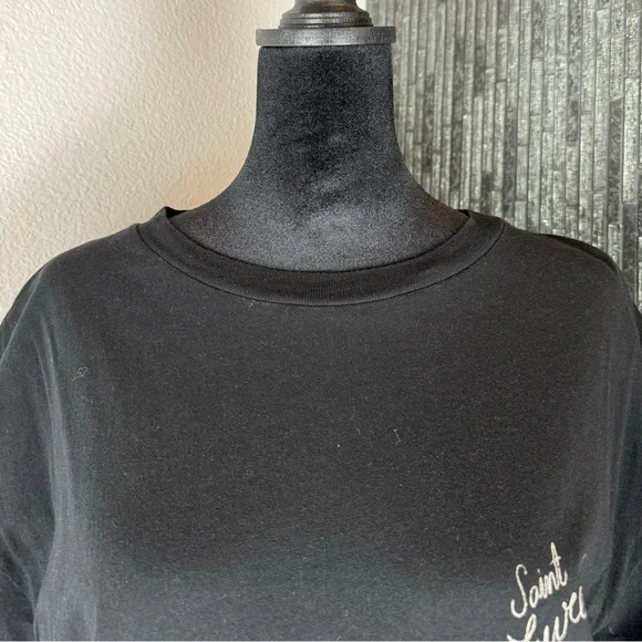 🚭Saint Laurent Black No Smoking Detail Cotton Jersey T Shirt Size XS